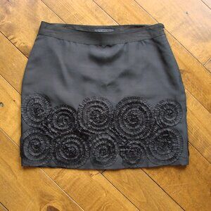 Black Silk Skirt Floral Dressy Wedding Banana Republic 4 Petite 4P NEW TAGS NWT